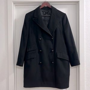 "Vintage 1960s Men's Mod Overcoat: 100% Pure Cashmere, Black, Size M/L"